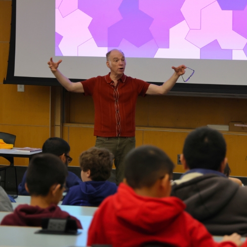 Chaim giving his lecture at Stony Brook University