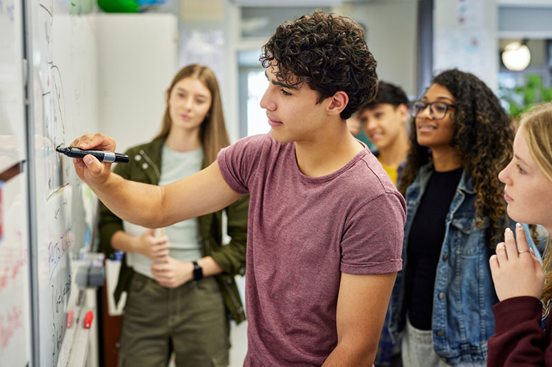 Student solving mathematics problems