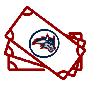 icon of cash with wolfie image in the center